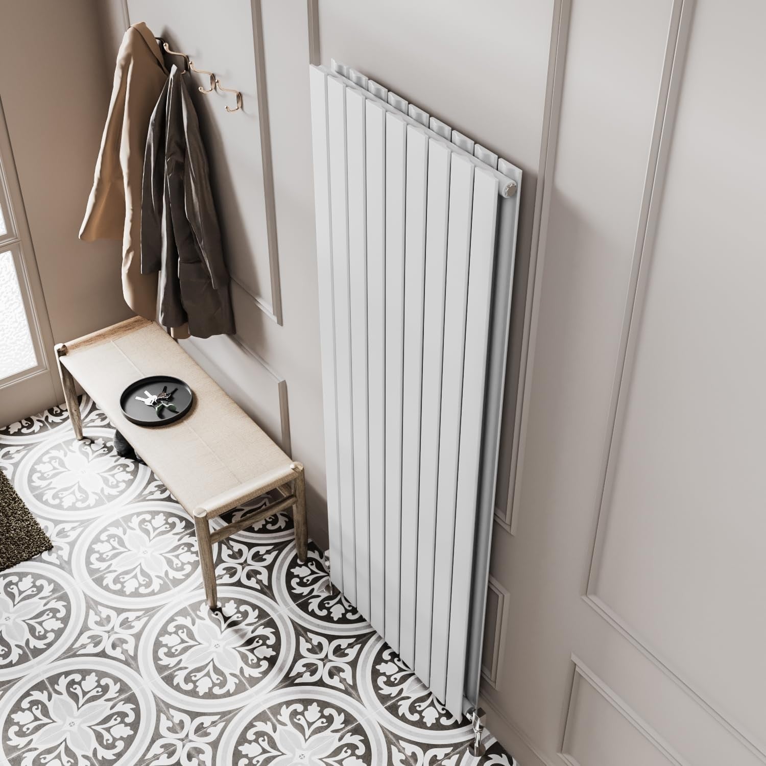 1200x612mm Vertical Double Panel Radiator White Wall Mounted Heating