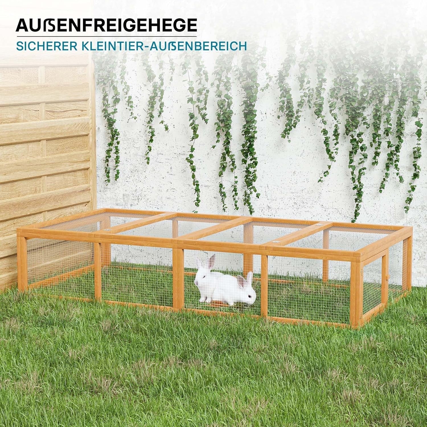 Large Outdoor Rabbit Run Wooden Enclosure Secure Mesh Small Animal Pen