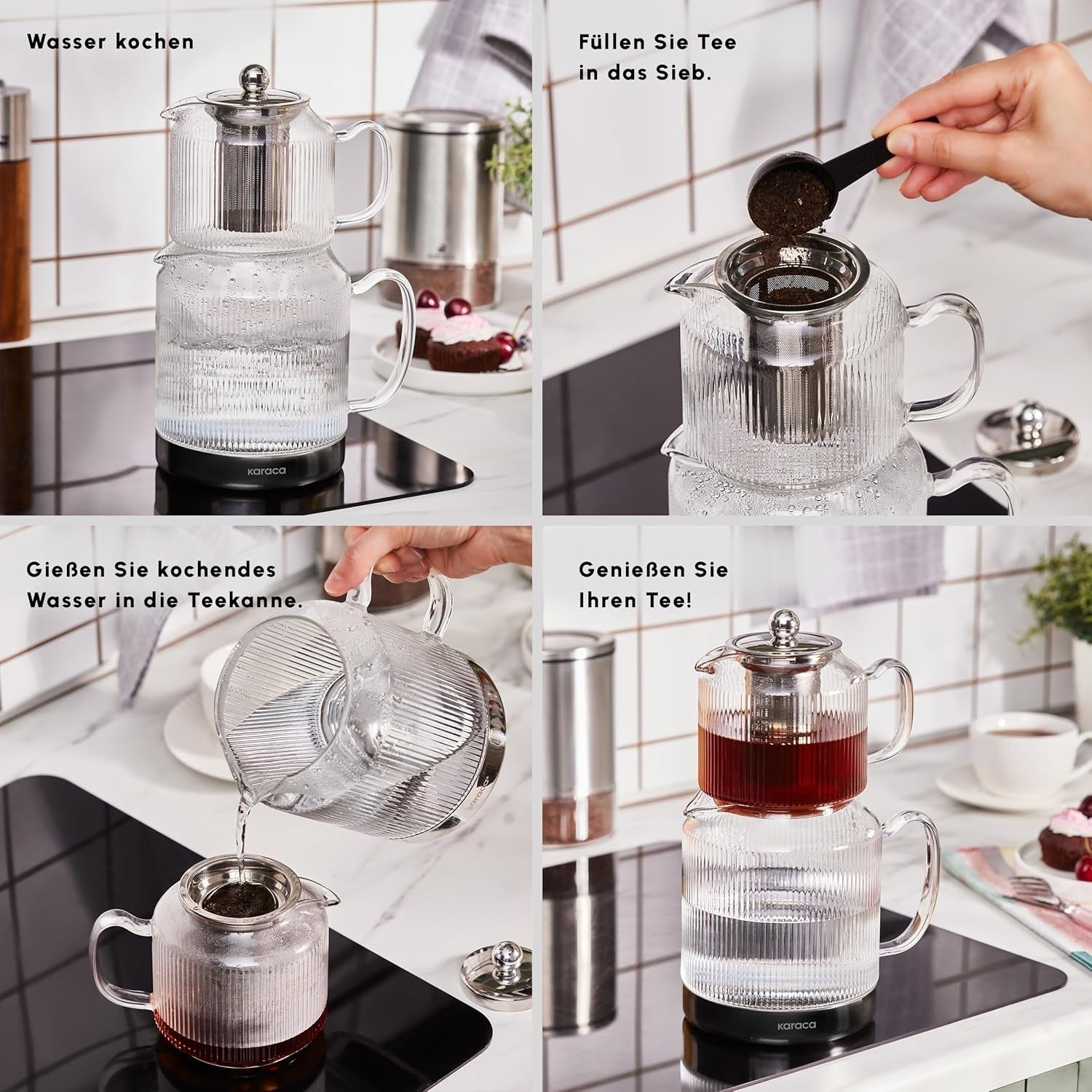 Glass Turkish Teapot Set 3L Borosilicate Tea Maker with Infuser