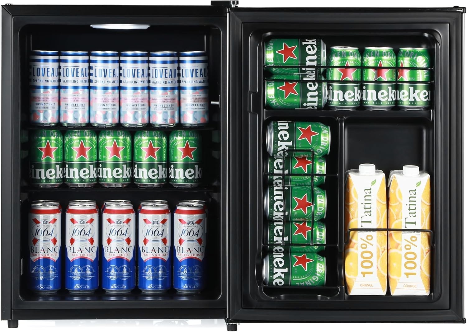 54L Mini Fridge Beer & Drink Cooler LED Stainless Steel Countertop