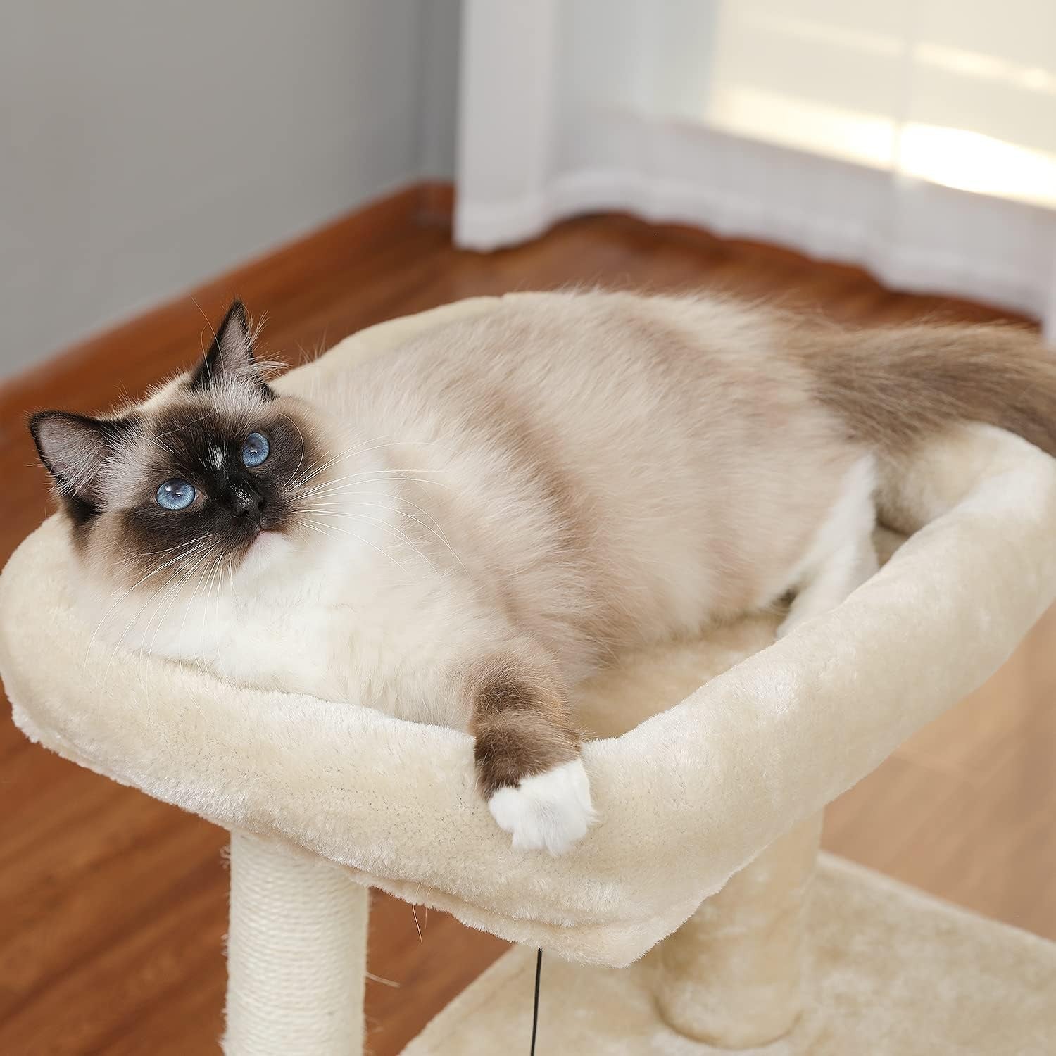 90cm Beige Cat Tree Tower Double Condo Scratching Posts Plush Perch