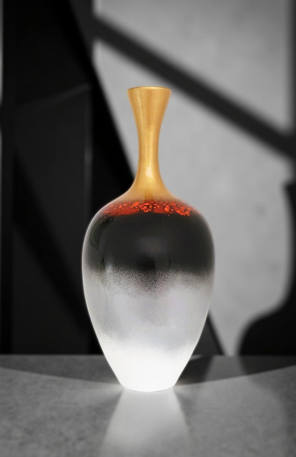 Luxury Gradient Ceramic Vase 45cm Gold Ombre Narrow Neck Home Decor