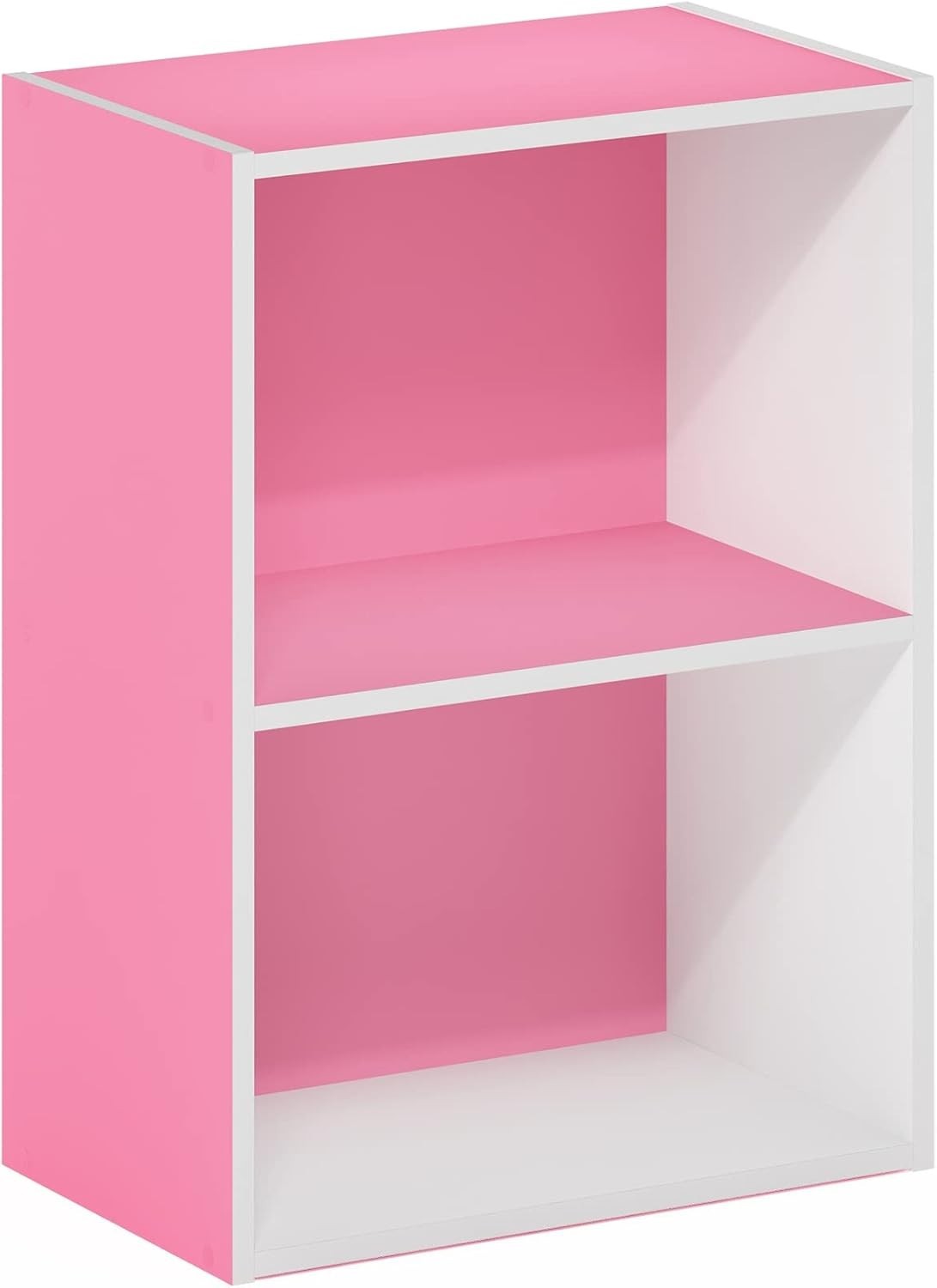 2 Tier Pink Wooden Bookcase Small Storage Shelf Compact Organizer 39x24x54cm