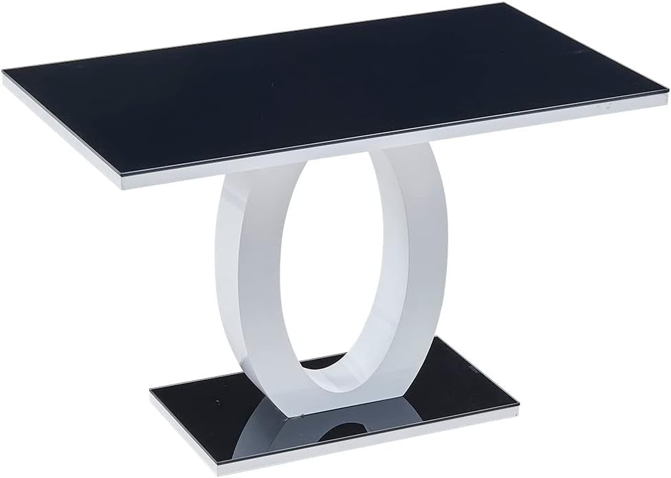 120cm High Gloss Modern Oval Kitchen Dining Table Black Pedestal Base