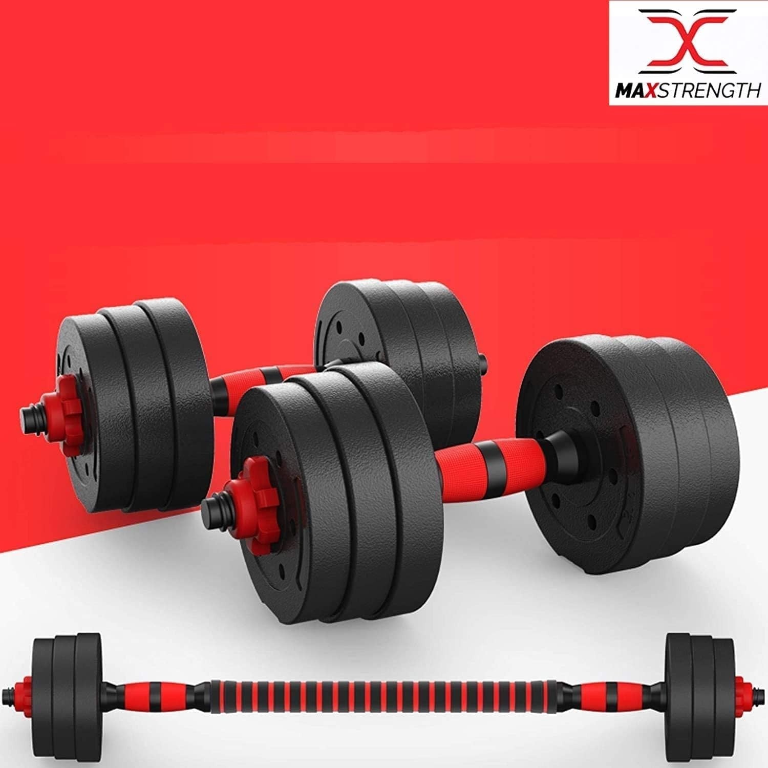 25KG Adjustable Dumbbell & Barbell Set Spinlock Vinyl Weights Home Gym