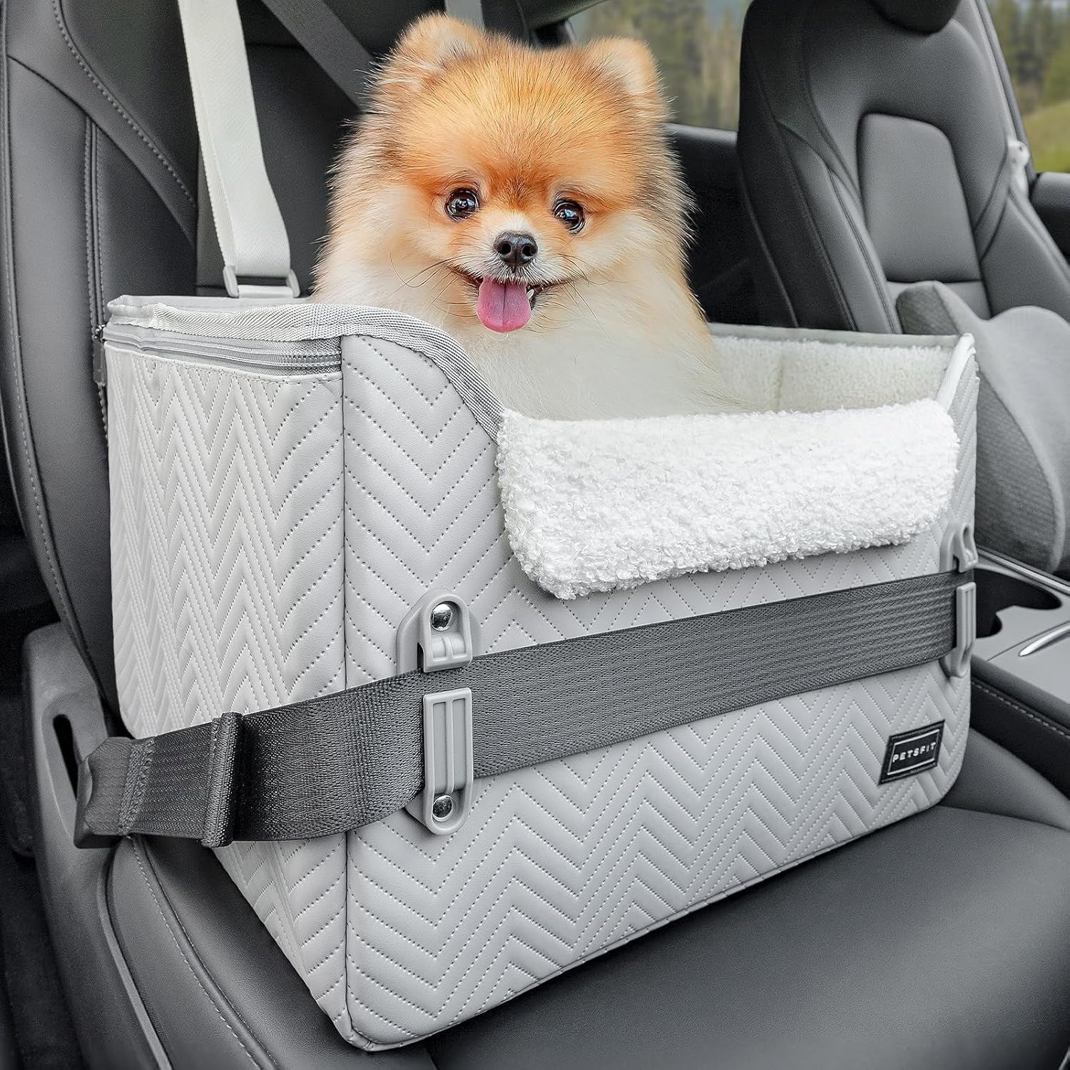 Small Dog Booster Car Seat Waterproof PU Leather Travel Bed 12kg