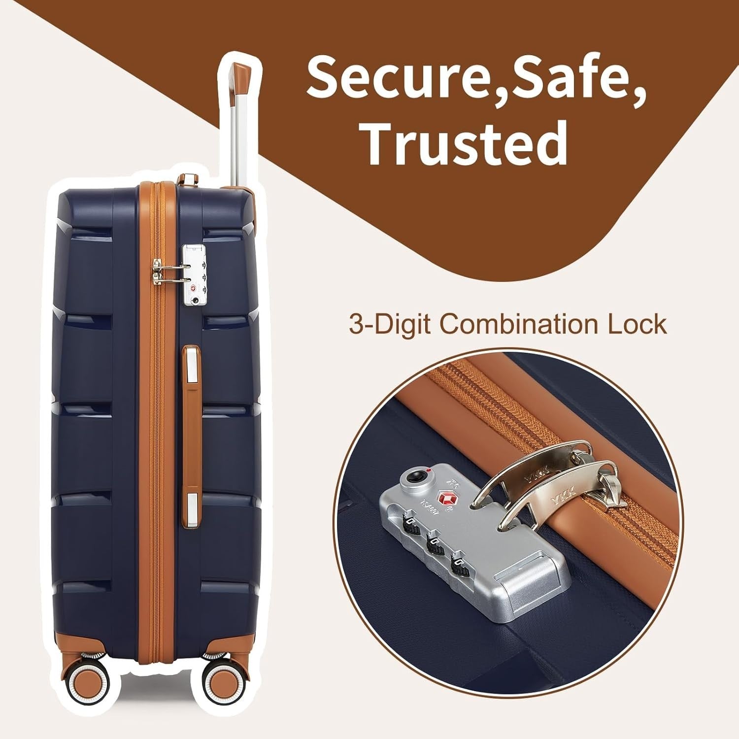 20” Cabin Carry On Suitcase Lightweight PP Hard Shell Spinner Wheels TSA Lock