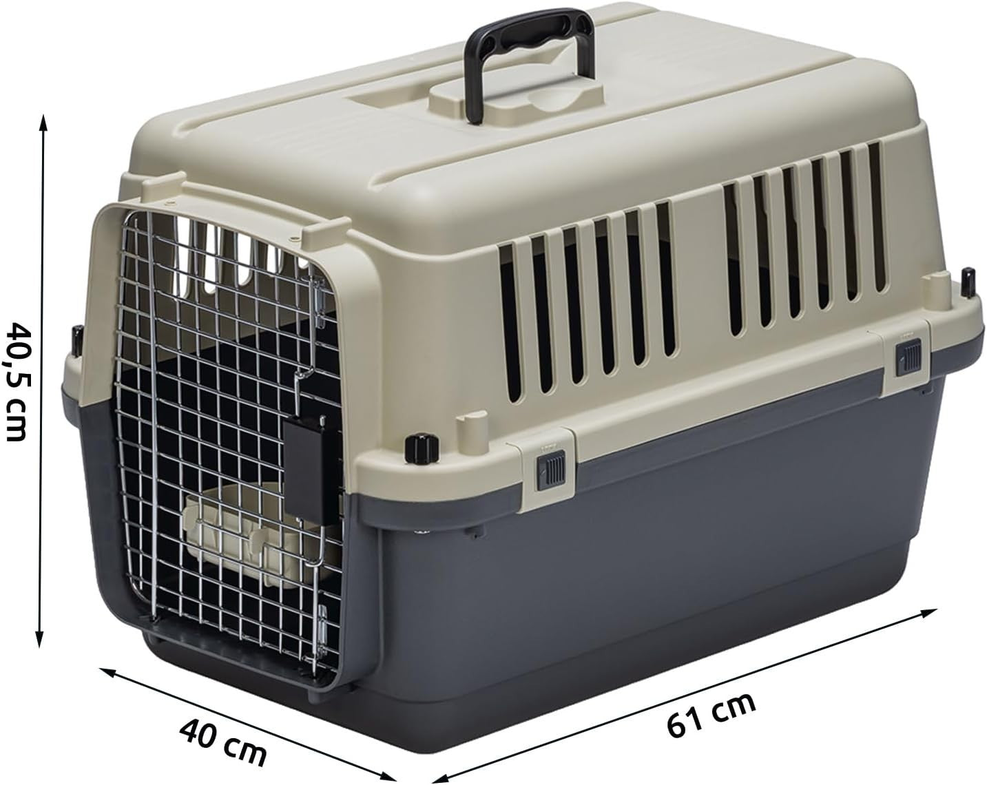Lockable Front-Load Pet Travel Crate IATA Approved 61x40x40cm Portable