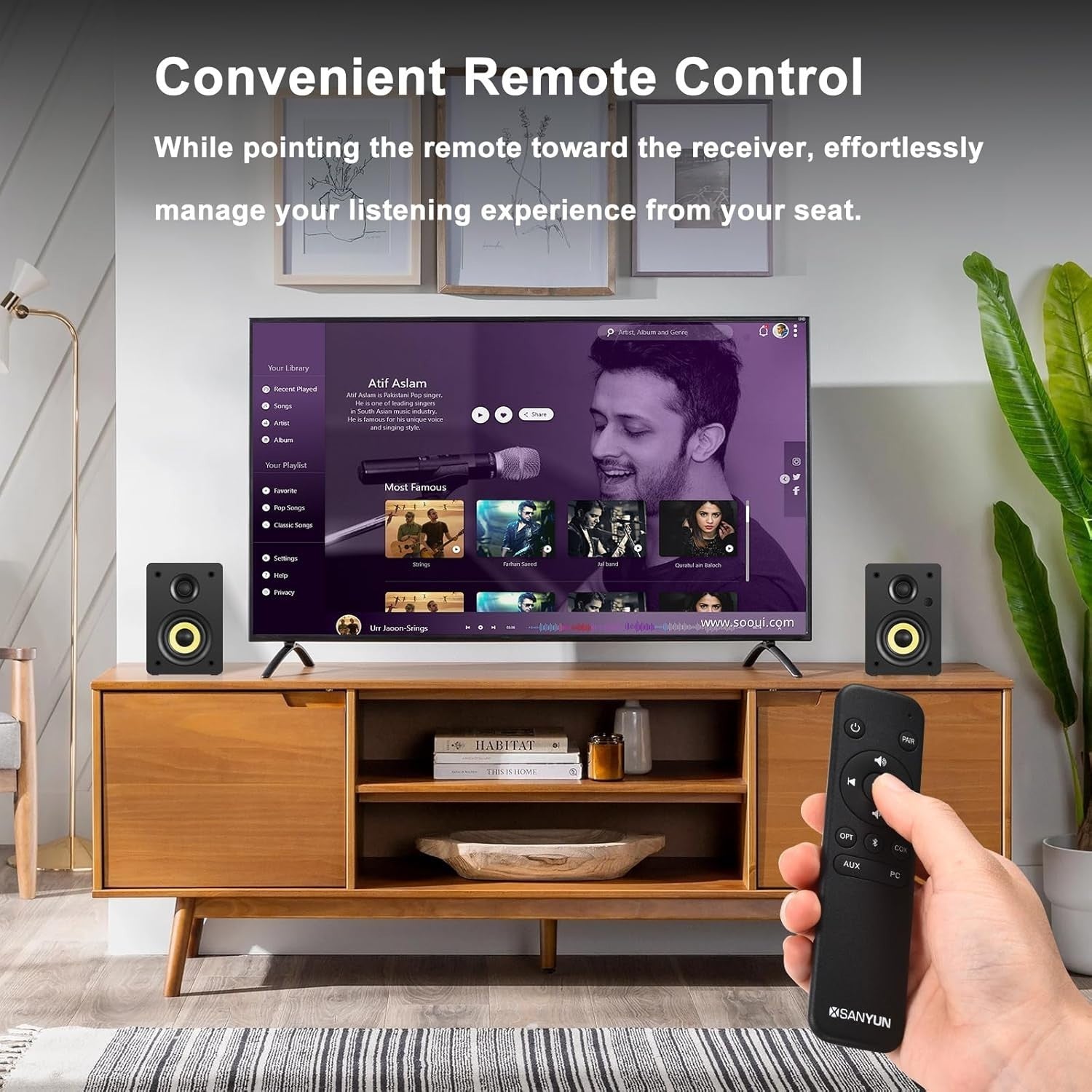 HiFi Studio Bluetooth 5.4 Bookshelf Speakers with Optical Coaxial USB DAC Remote