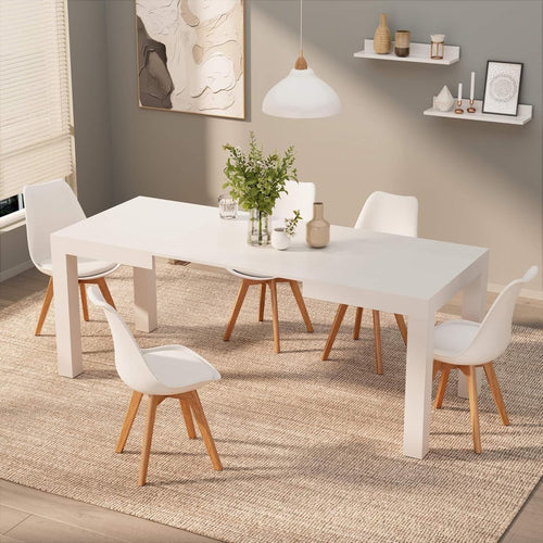Extendable Ashwood White Dining Table 8 Seater Wood Modern SpaceSaving 120-200cm