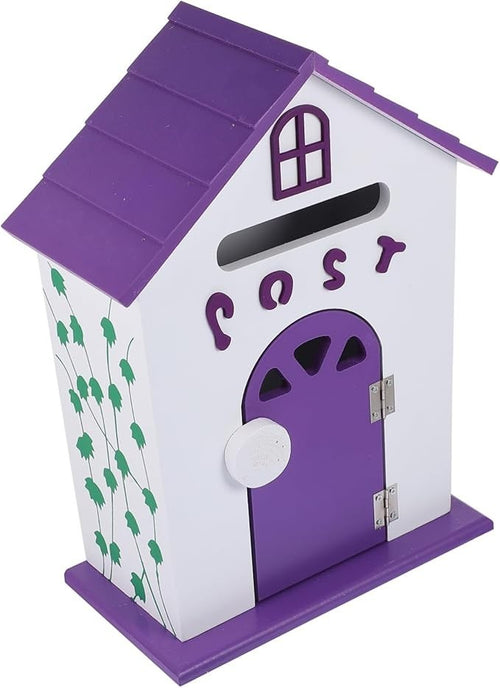 Wall Mounted Suggestion Mailbox Purple Lockable Post Box for Home Office School