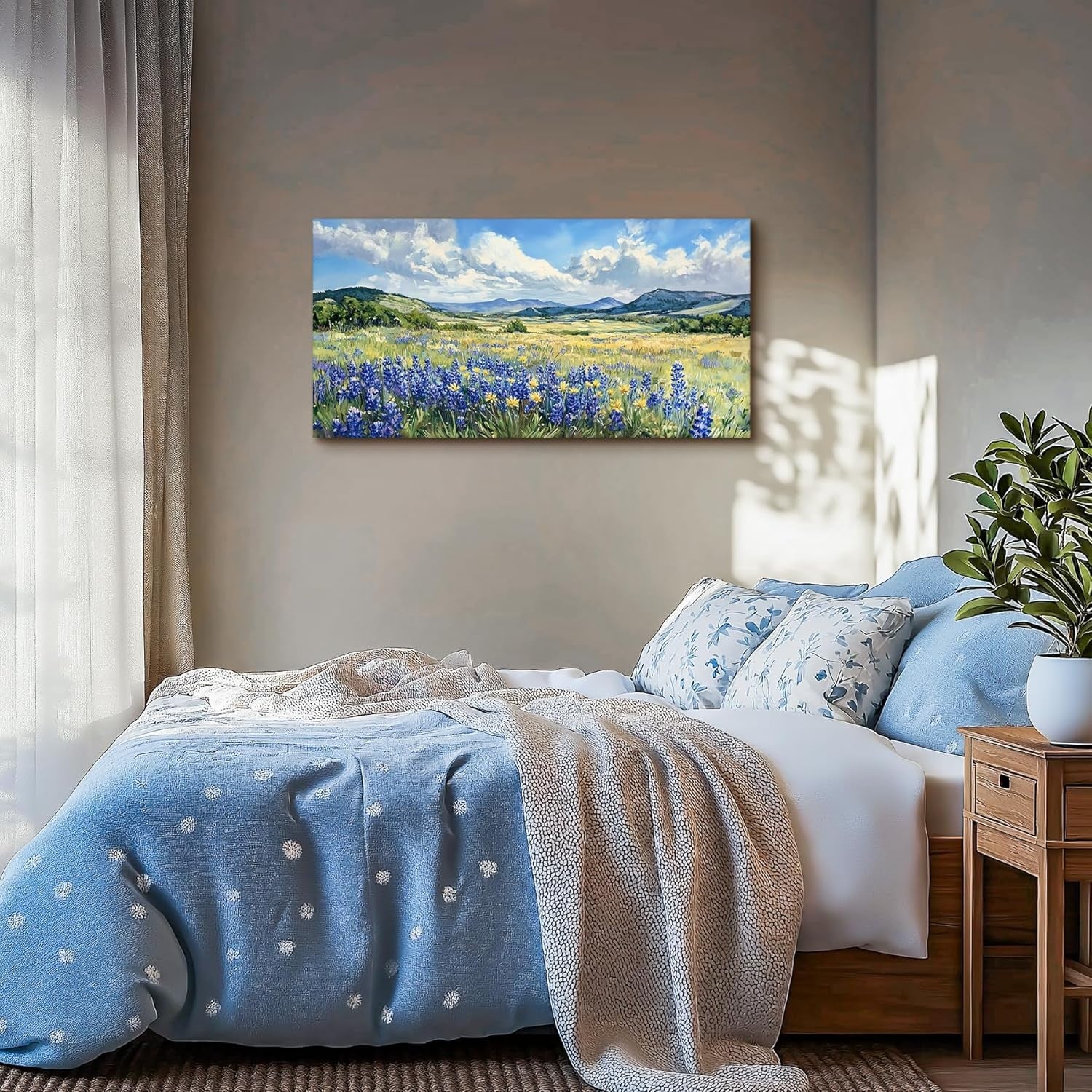 Large Wildflower Field Canvas Wall Art Landscape Print Modern Home Decor 100x50c
