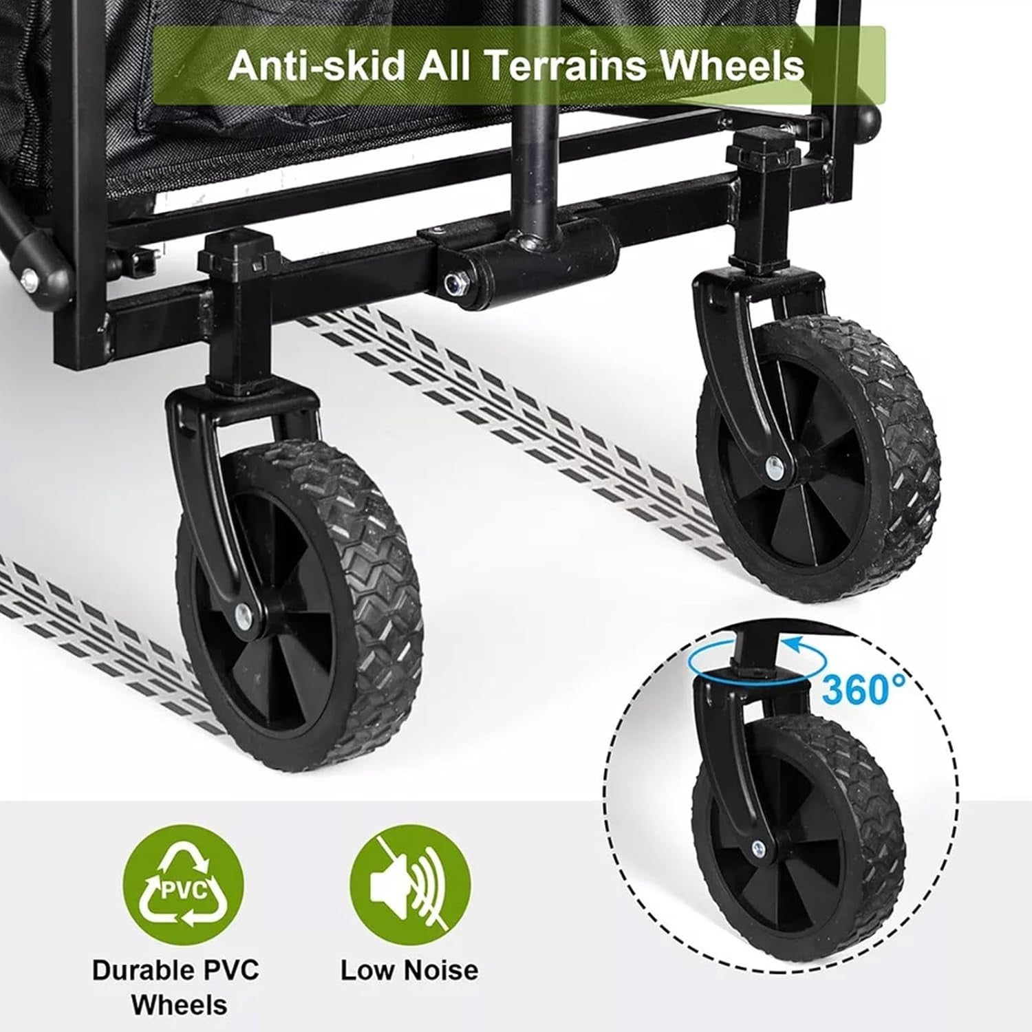 Black 120L Folding Festival Trolley Heavy Duty Camping Beach Wagon 330lbs