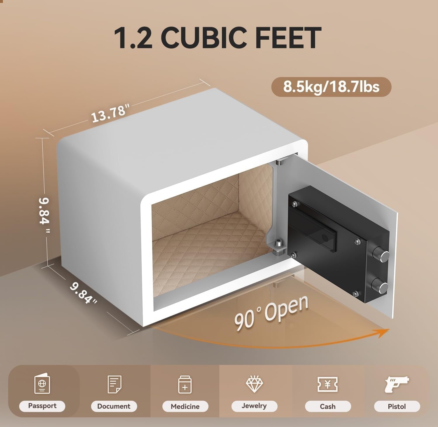 1.2 Cu Ft Biometric Fingerprint Safe Box Digital Lock Cash Document Safe