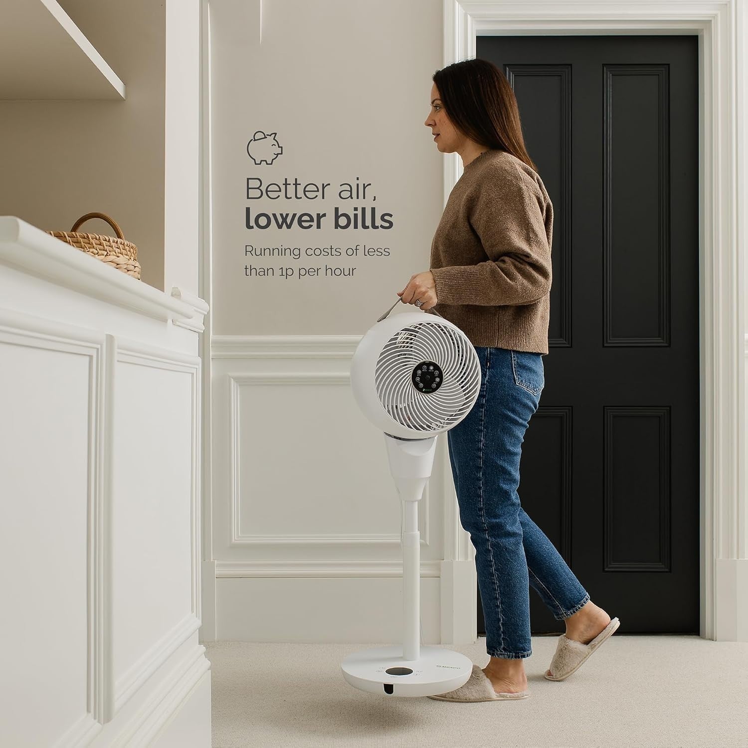 Silent 12-Speed Pedestal Cooling Fan w Remote Oscillating Air Circulator White
