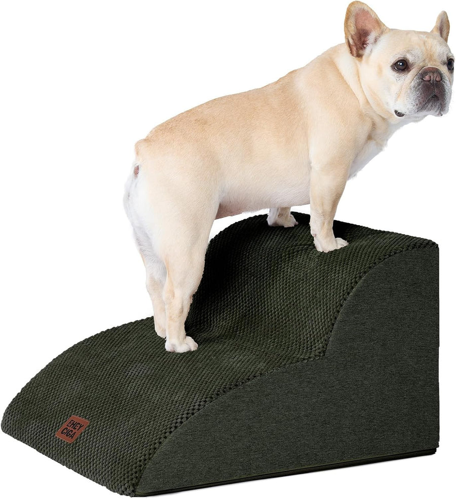 2 Step Dog Stairs for Sofa Non Slip Pet Steps Washable Olive 40x50x30