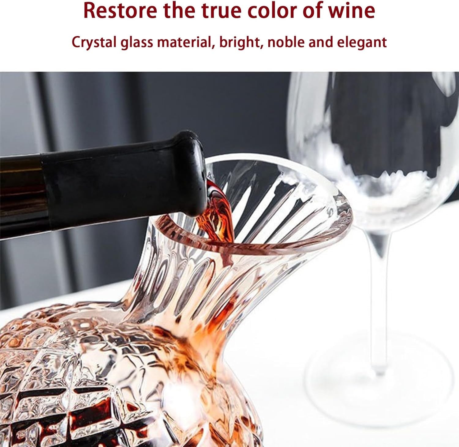 Spinning Crystal Wine Decanter 1.5L with Base Lead-Free Aerator Luxury Gift Set
