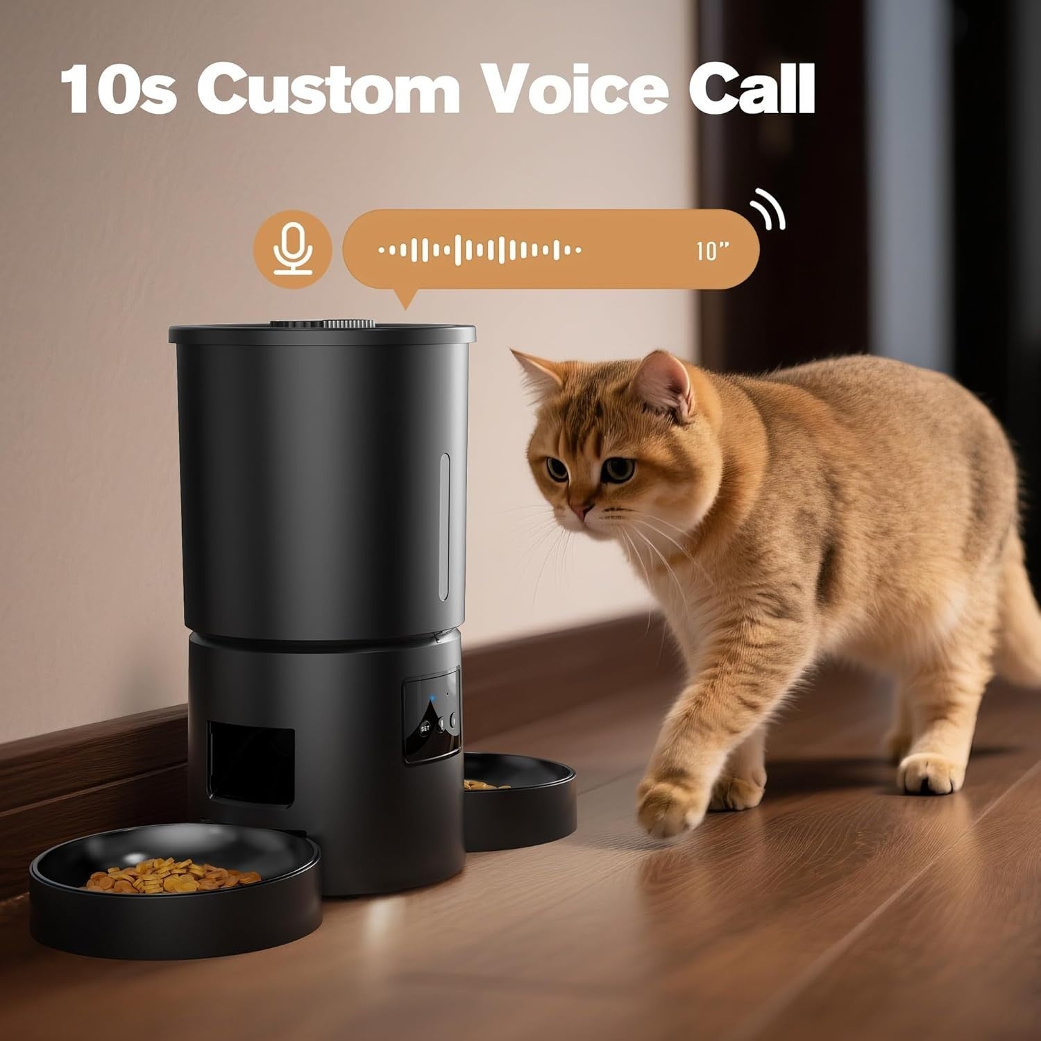 Automatic Cat Feeder 2 Bowls WiFi App Control 5L Timed Pet Feeder