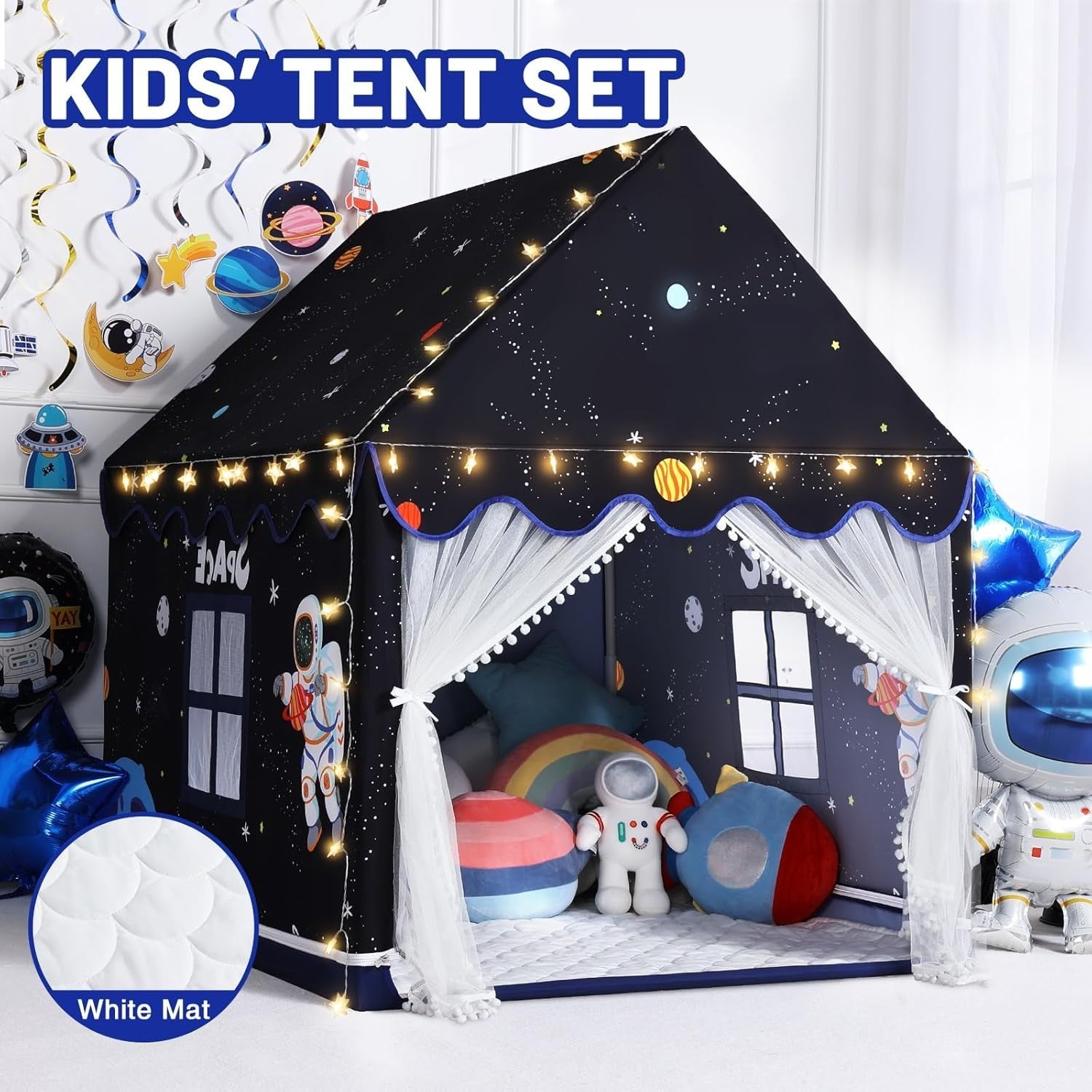 Kids Space Play Tent Indoor Outdoor w/ Mat Large Playhouse Toddler Gift