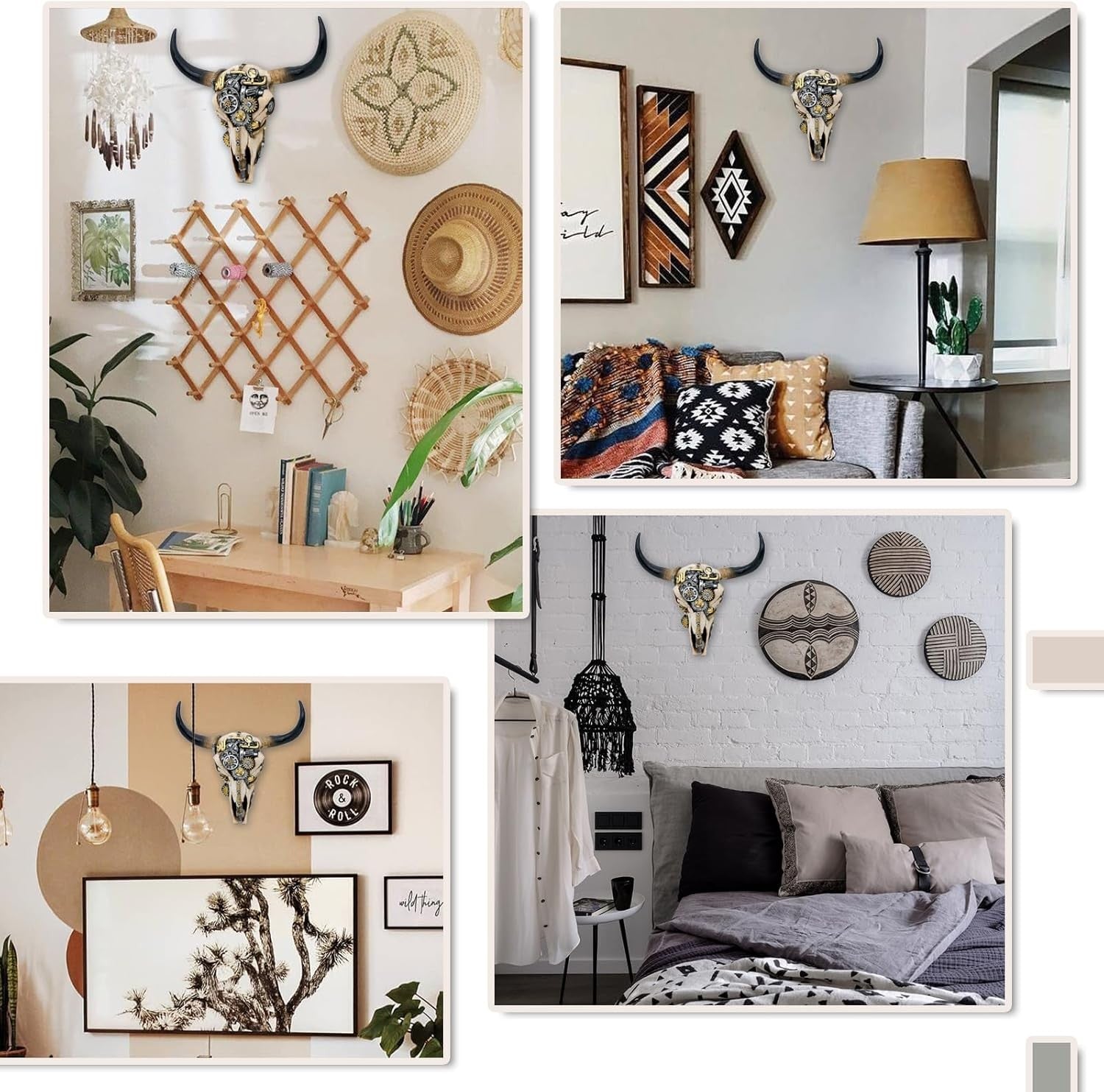 Steampunk Bull Skull Wall Art 3D Western