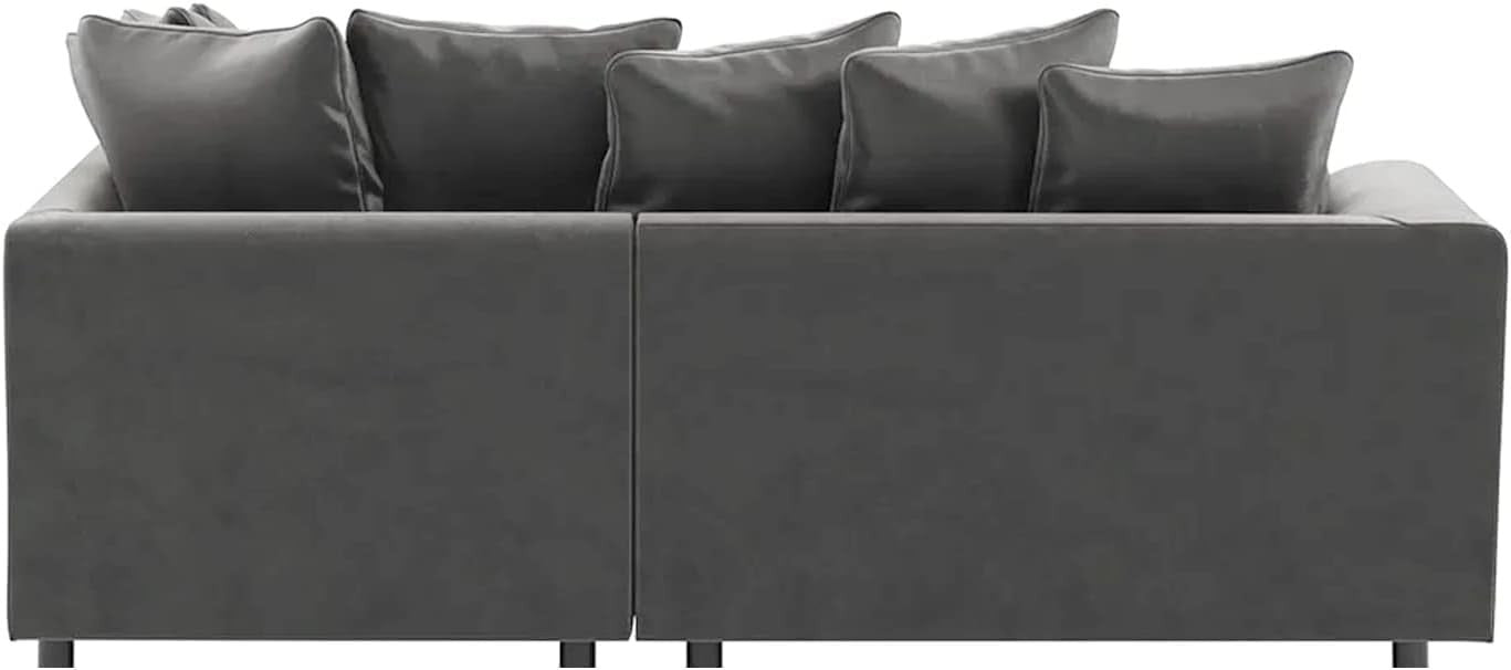 Grey L-Shaped 3+2 Seater Corner Sofa - Plush Fabric Modular Couch (Right Hand)