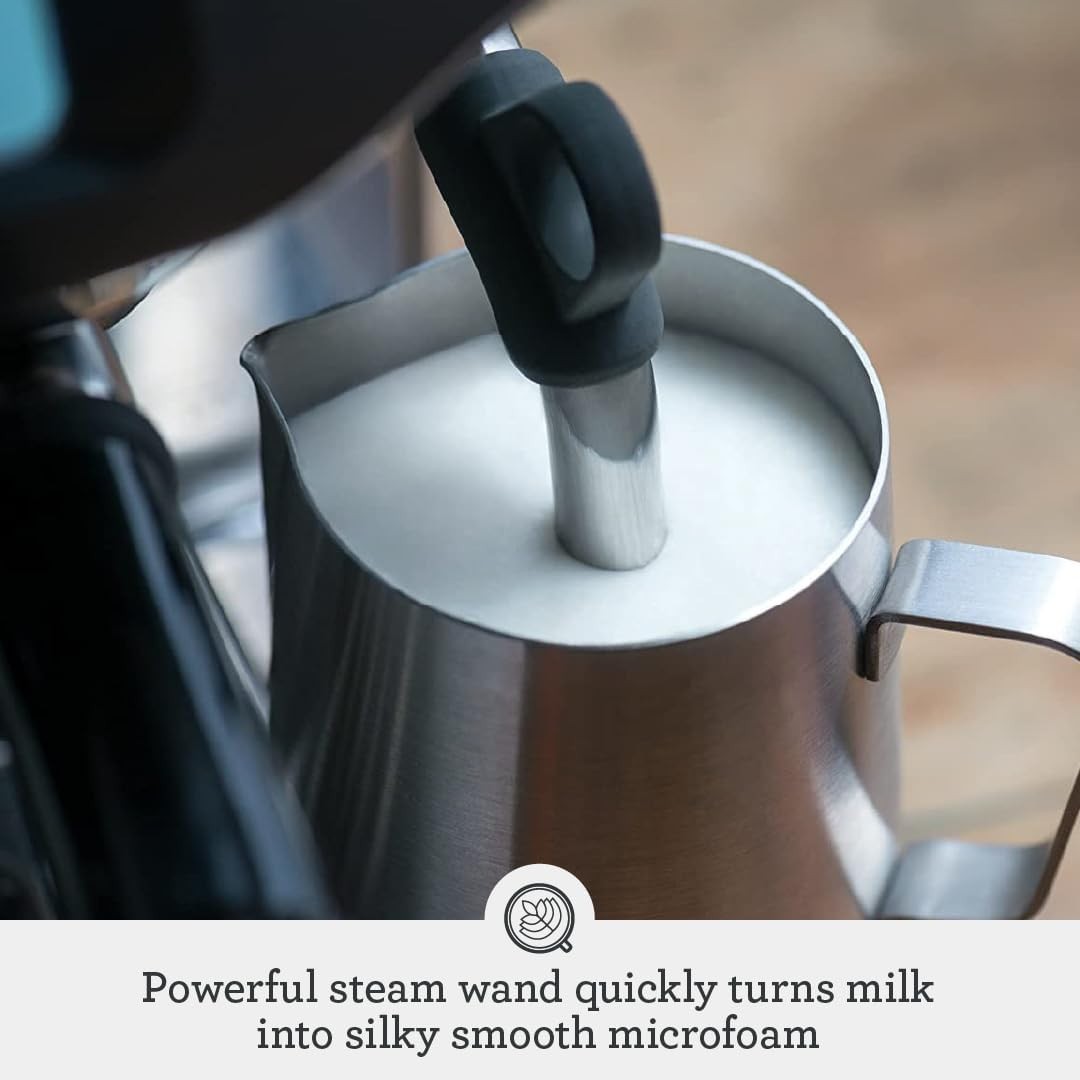 Barista Pro Espresso Machine with Grinder ThermoJet Milk Frother Steel 2L