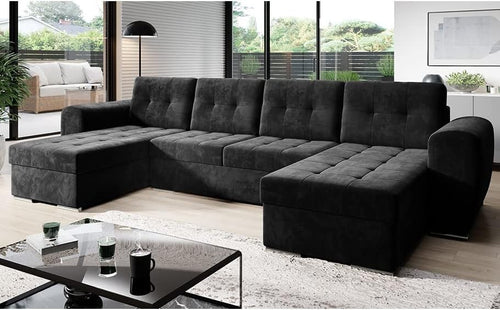 U Shape Sofa Bed with Storage & Sleep Function – Modern Grey Corner Couch