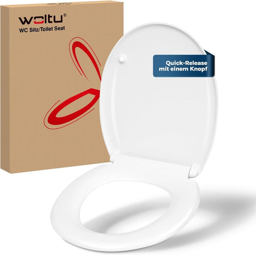 Soft Close Toilet Seat O-Shape Duroplast Quick Release Adjustable Hinges White