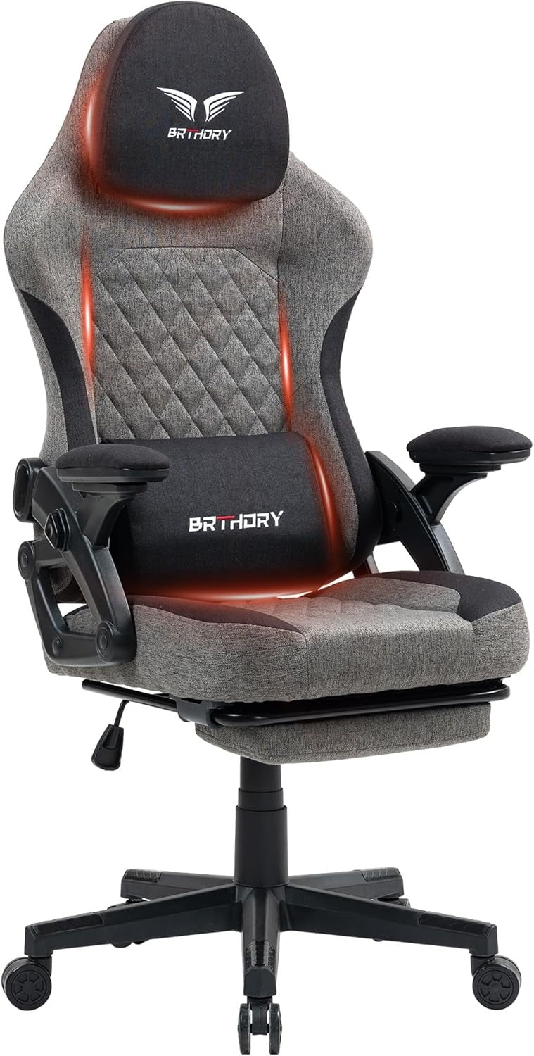 Ergonomic Gaming Chair 135° Recline Fabric Footrest