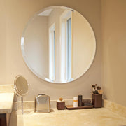 Frameless Round Bathroom Wall Mirror 71x71 cm Beveled Edge Accent