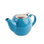 Blue Stoneware Teapot 510ml Tea Pot with Infuser Metal Lid Filter