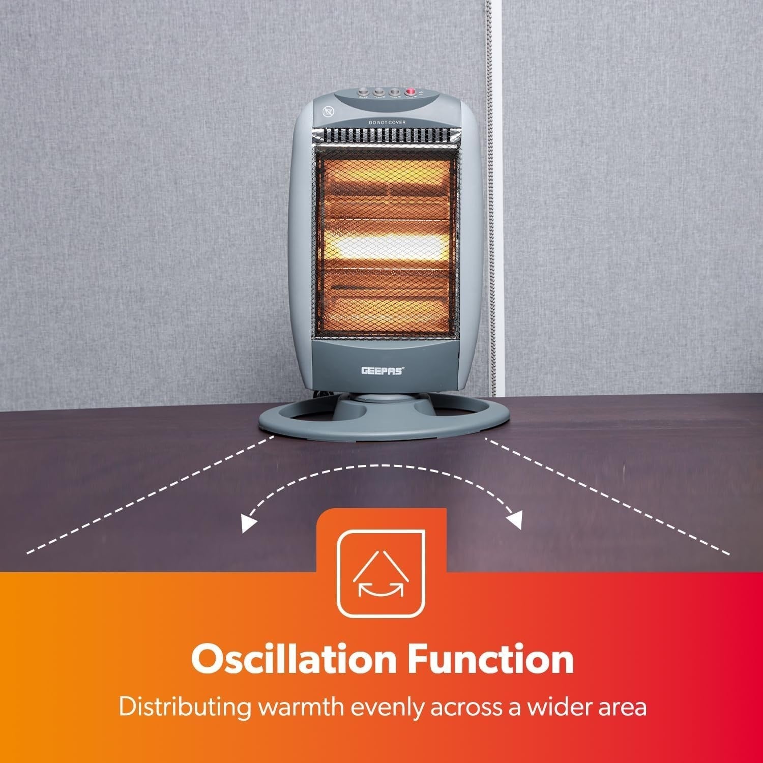 Portable 1200W Halogen Heater with Oscillation & 3 Heat Settings – Instant Home