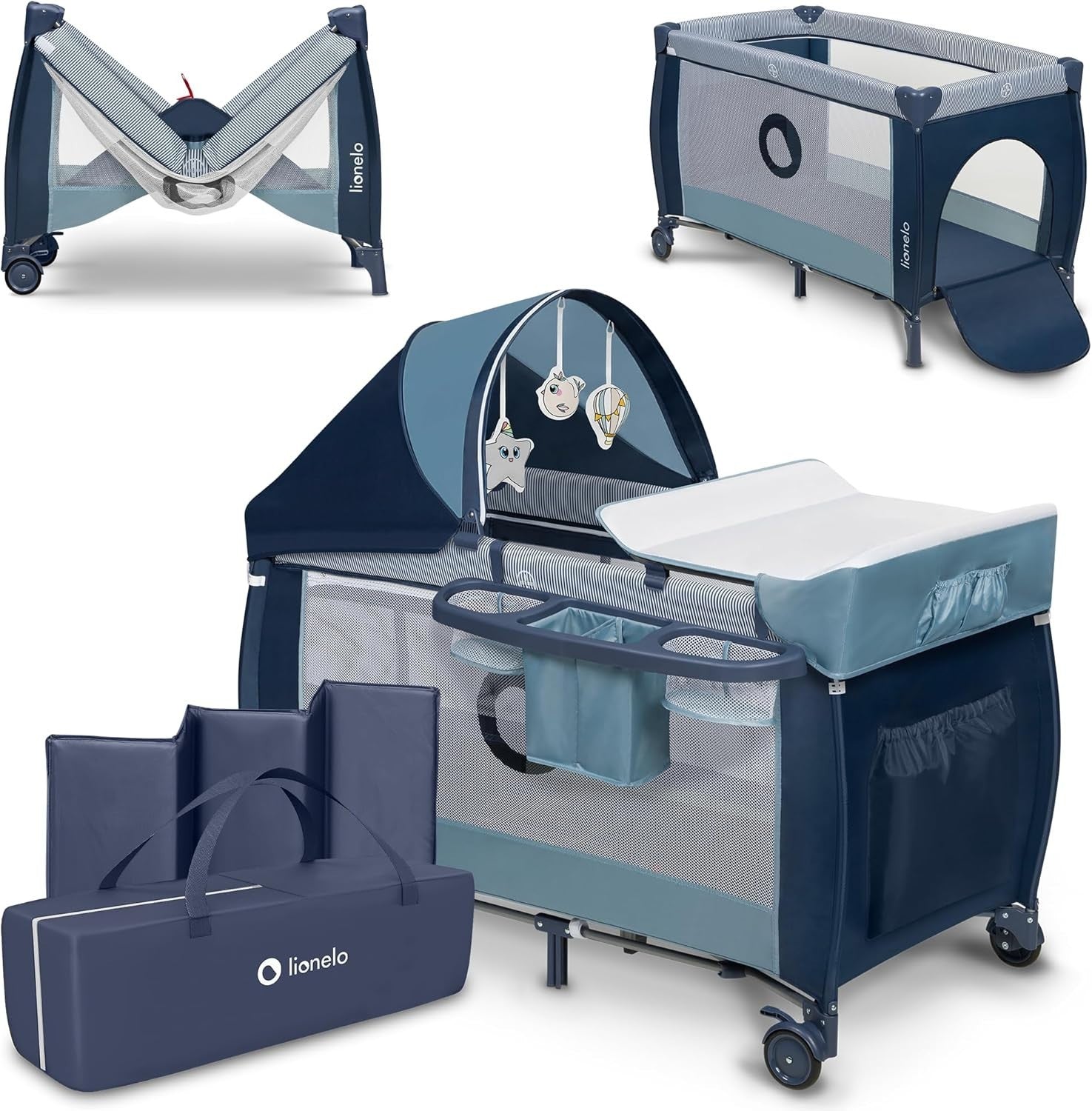2-in-1 Portable Travel Cot & Baby Playpen with Changing Table & Canopy