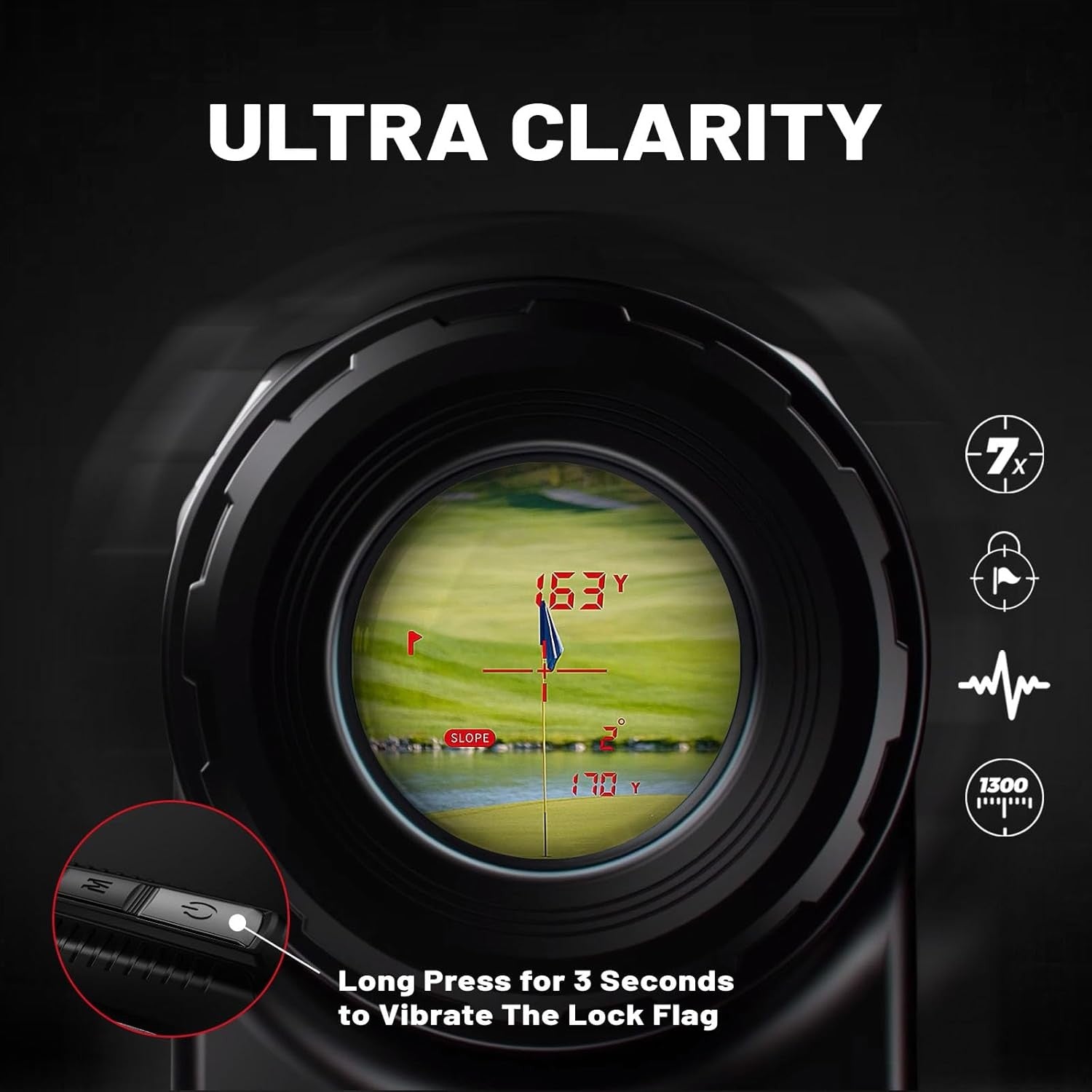 Golf Laser Rangefinder 1300 Yards Slope Flag Lock Magnetic 7X Optics