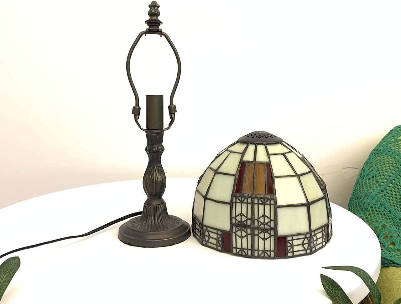 Stained Glass Tiffany Style Table Lamp with 8" Shade, Antique Look, 33cm High