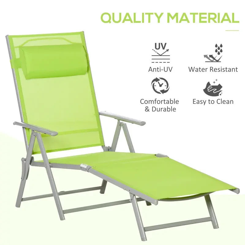 Adjustable Reclining Folding Sun Lounger Chair Outdoor Garden Relaxer