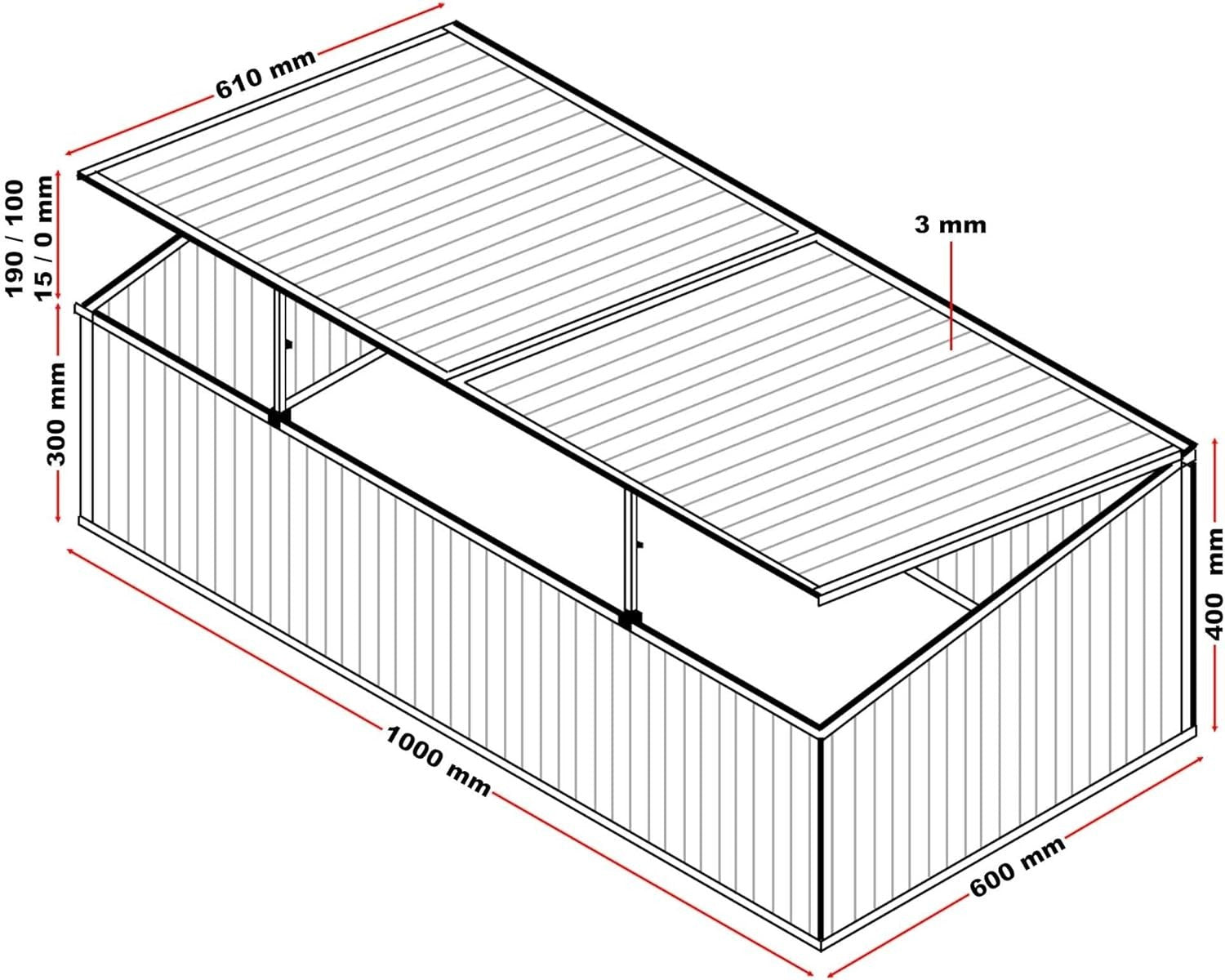 Aluminium Cold Frame Greenhouse 100x60x40cm Weatherproof for Herbs & Veg