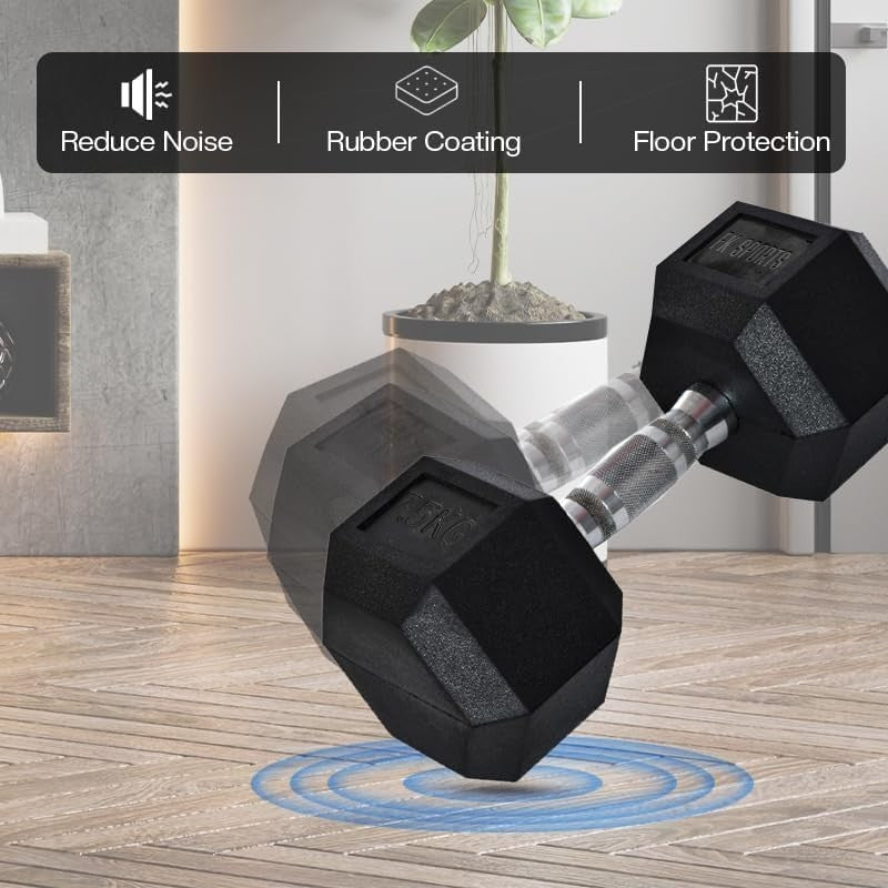 7.5KG Hex Dumbbells Pair Anti-Roll Non-Slip Cast Iron Home Gym
