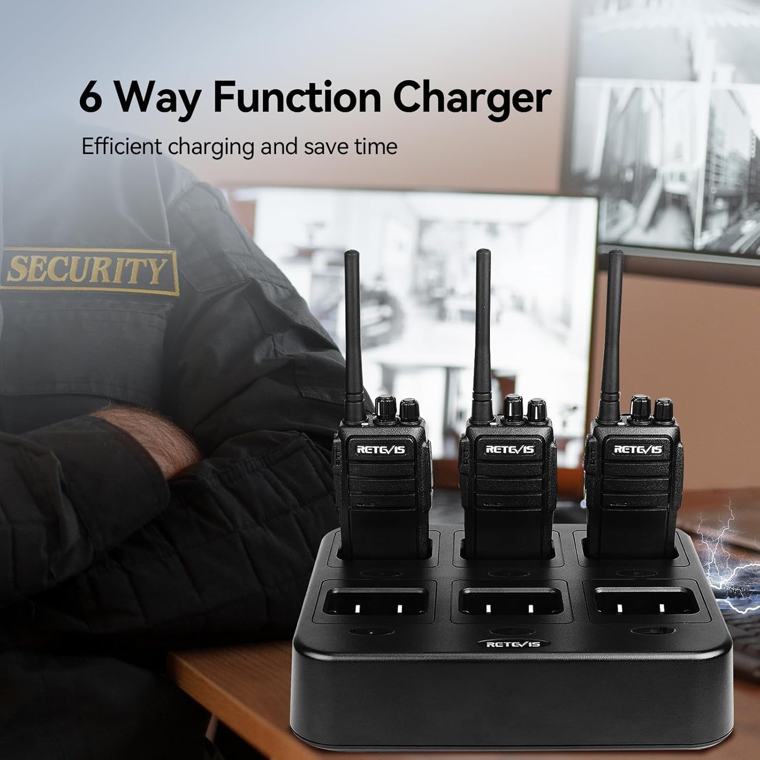 Long Range Rechargeable Walkie Talkies 16CH VOX 6 Way Charger 6 Pack