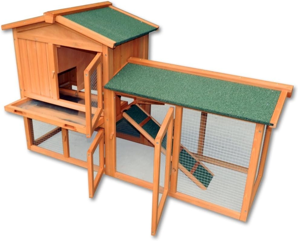 Large 2 Level Chicken Coop Hen House Run 147x52x85cm