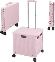 50L Foldable Shopping Trolley Cart 4 Wheels Lid 40kg Pull Along Utility