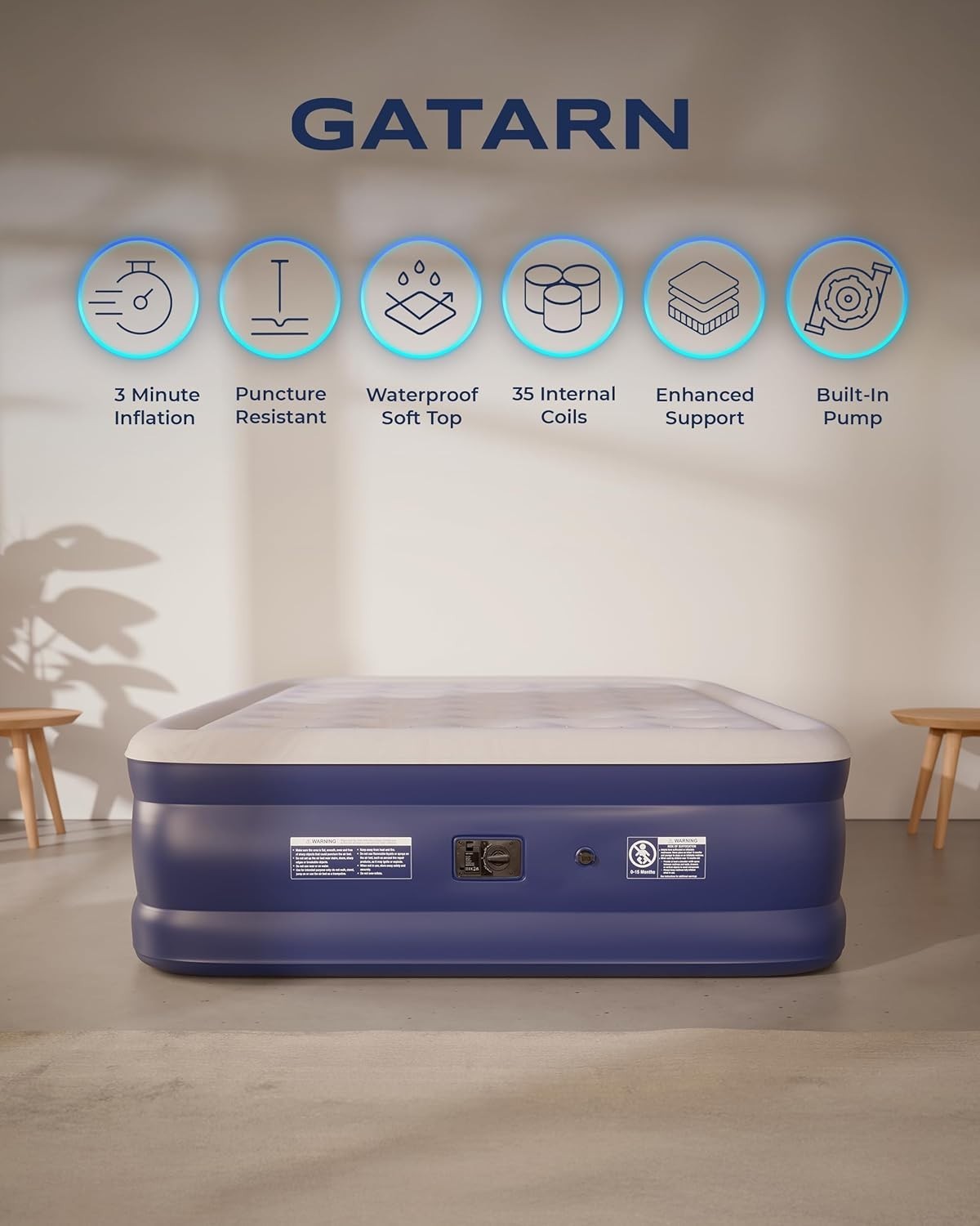 King Air Mattress with Built-In Electric Pump – Inflatable Bed for Guests & Camp