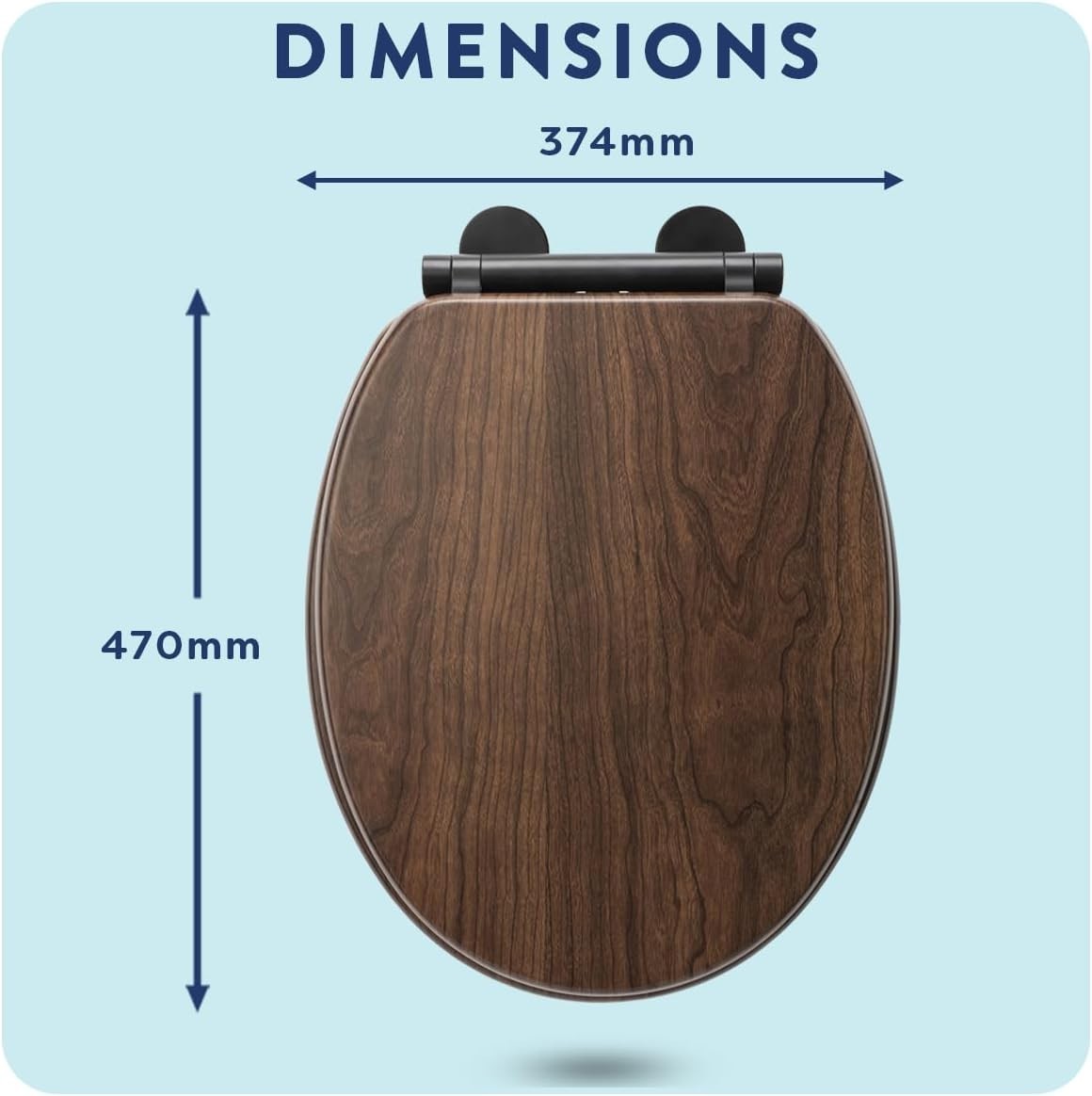 Walnut Wooden Toilet Seat Soft Close Quick Release Antibacterial Durable