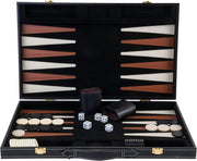 18 Inch Backgammon Set Leather Case Deluxe Folding Board Game Dice Cups