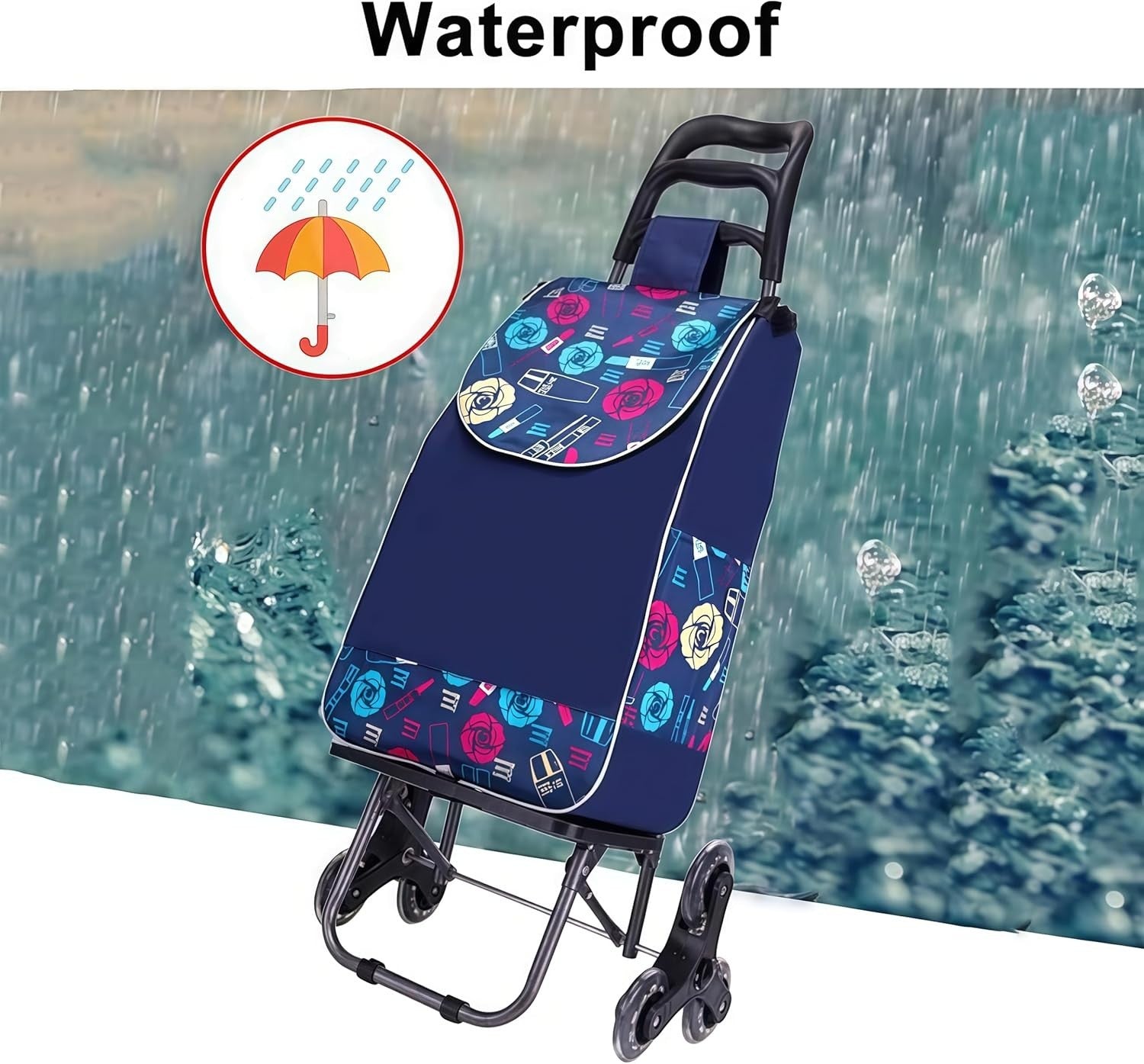 6-Wheel Foldable Stair Climber Trolley Lightweight Large-Capacity Shopping Cart