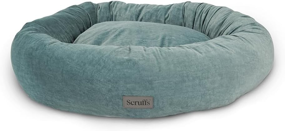 XXL Ring Dog Bed 85cm Washable Velvet Lake Teal