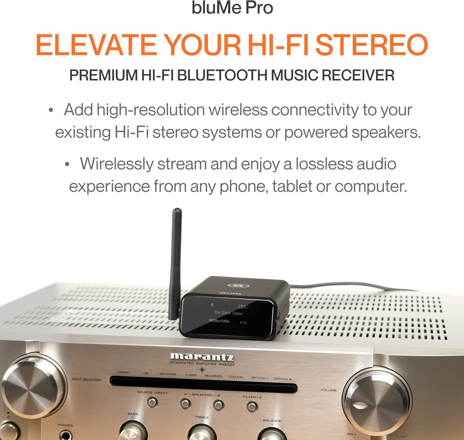 HiFi Bluetooth 5.3 Receiver Black Long Range LDAC aptX HD OLED