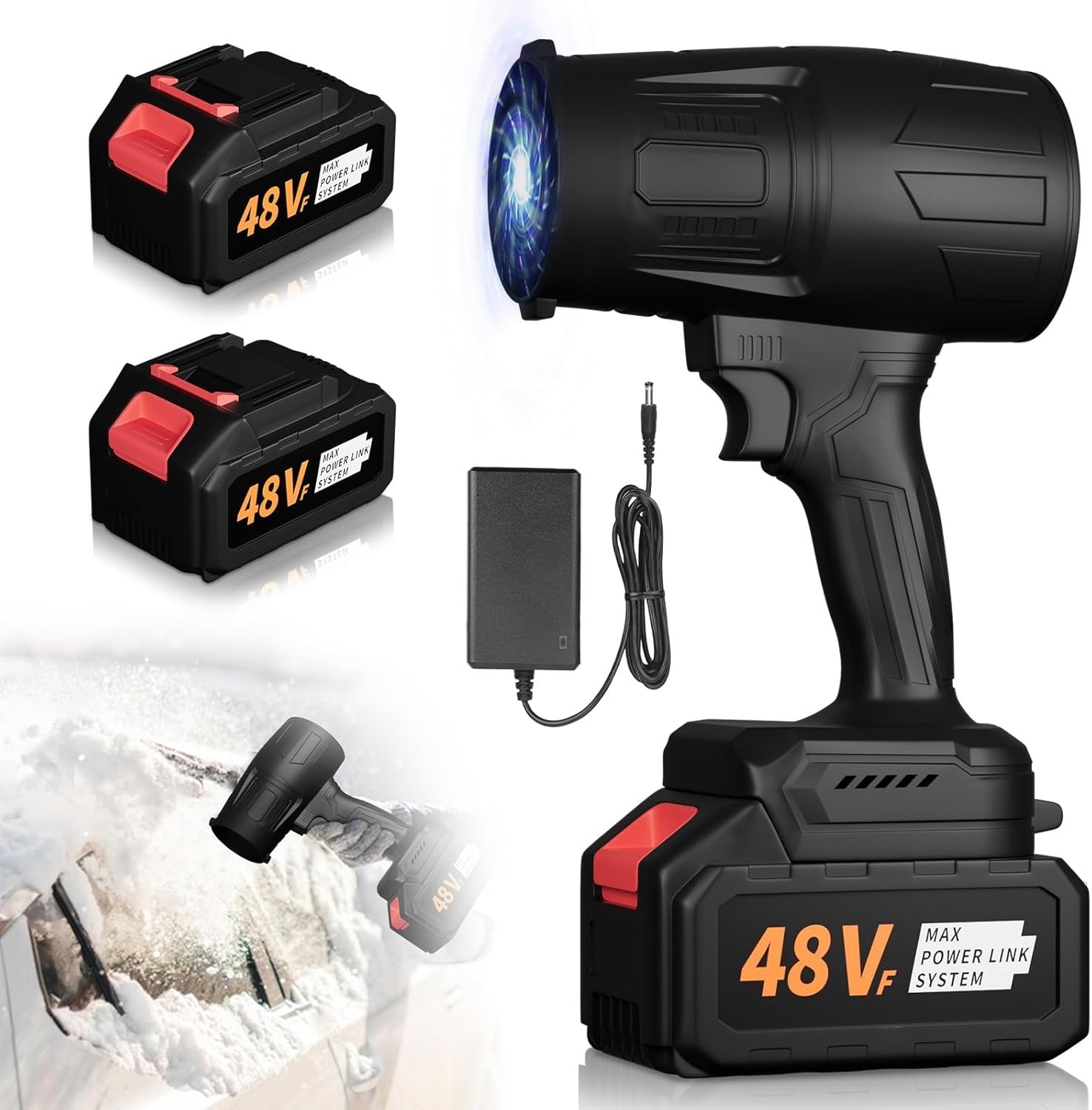300000RPM Cordless Leaf Blower Turbo Jet 48V Dual Battery Handheld