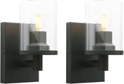 Modern Black Glass Wall Sconces, Dimmable Indoor Lights, Set of 2