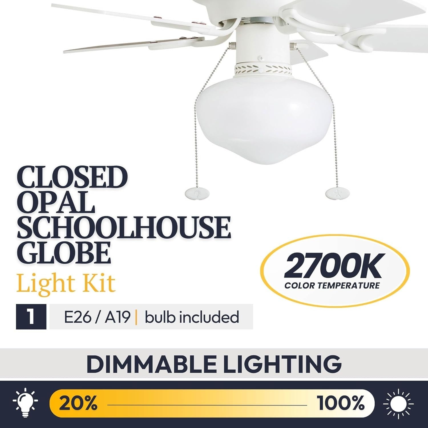 Prominence Home Hero 28" Ceiling Fan with Light, Reversible Blades, White